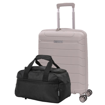 Aerolite Travel Bundle – 55x40x20/23cm Expandable Cabin Suitcase + 40x20x25cm Ryanair-Free Underseat Bag with TSA Lock – Lightweight, Airline-Approved Set (Cream+Black)